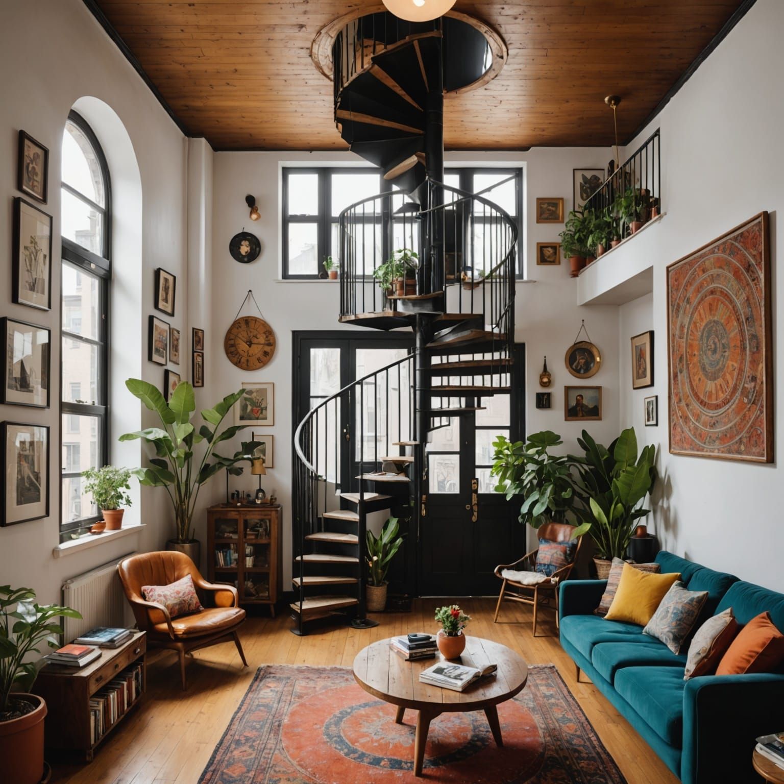 Quirky Retro Bohemian Duplex with Spiral Staircase