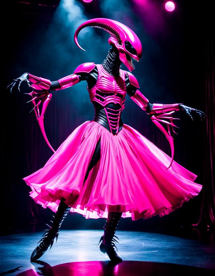 Xenomorph Ballerina: Surreal Gothic Ballet Scene