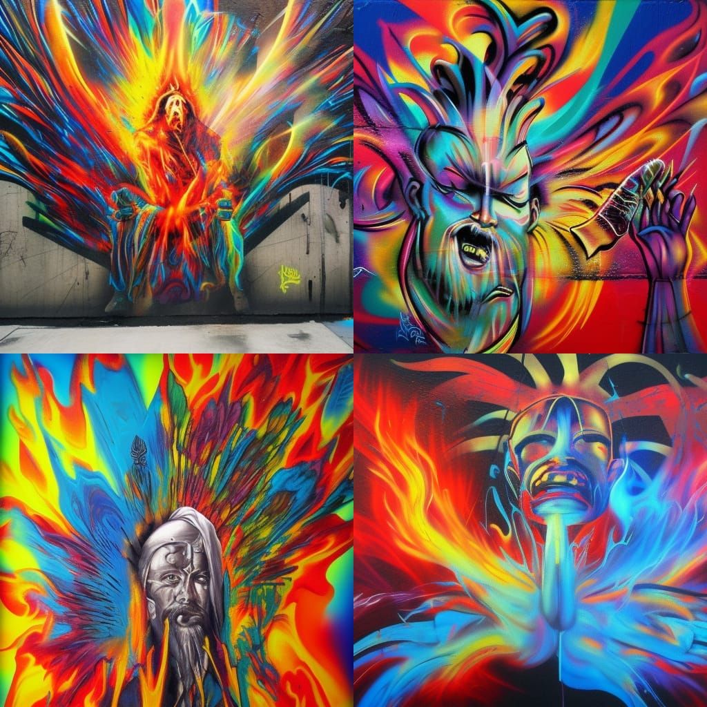 God as Fire Speaks to Enoch: Graffiti Art