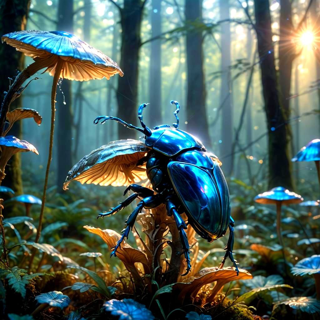 Detailed Blue Beetle Fantasy Concept Art