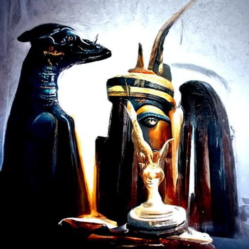 Egyptian Goat God in Oil Painting Style