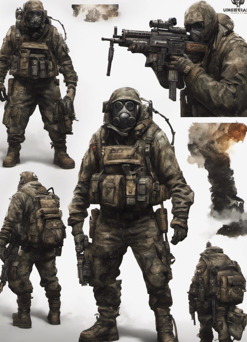 Stalker in Chernobyl with AK47, Matte Painting