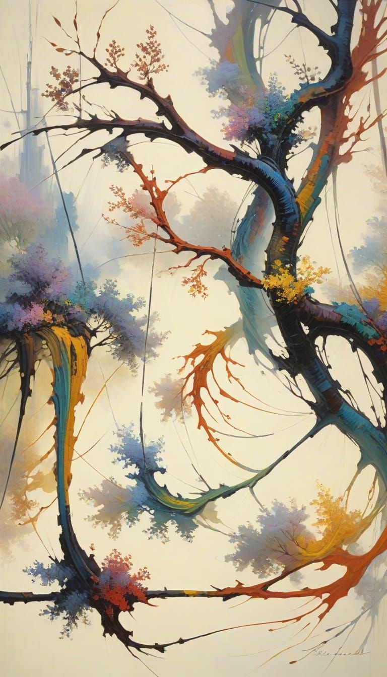 Vibrant Neo-Impressionist Oil Painting with Dynamic Swirling...