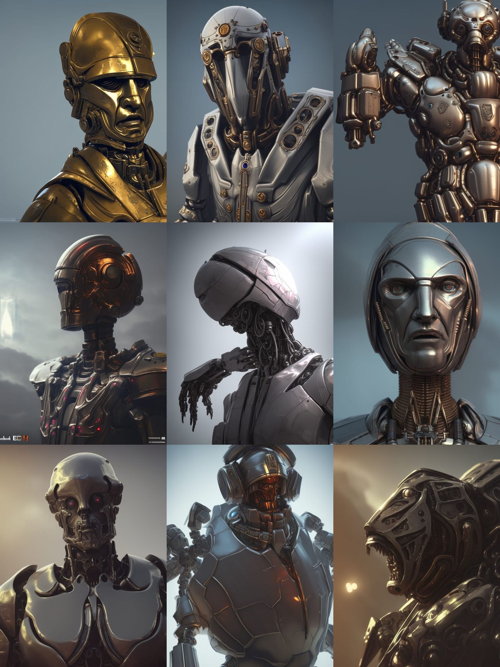 Cursed Pope Necromancer Portrait with Sci-Fi Mech Details