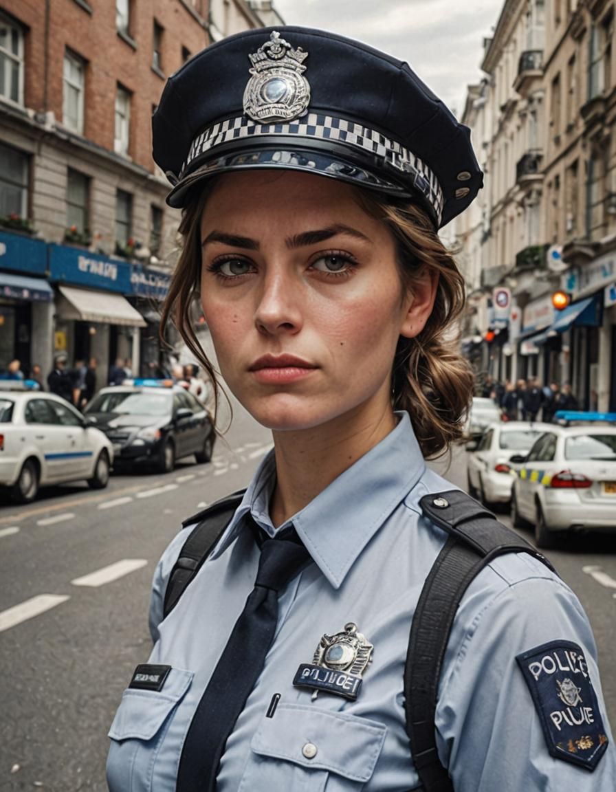 Overconfident Policewoman on a Quay