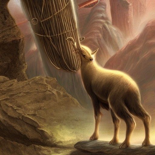 Goat's Perilous Encounter: A Detailed Matte Painting