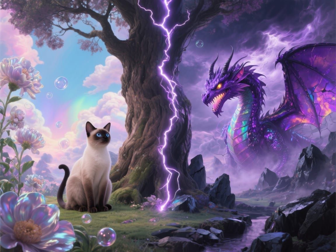 Fantasy World Divided by Lightning Strike