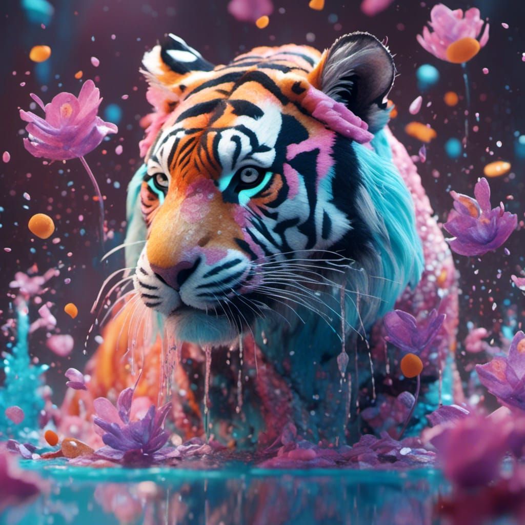 Pastel Tiger: Detailed Matte Painting in Fantasy Style