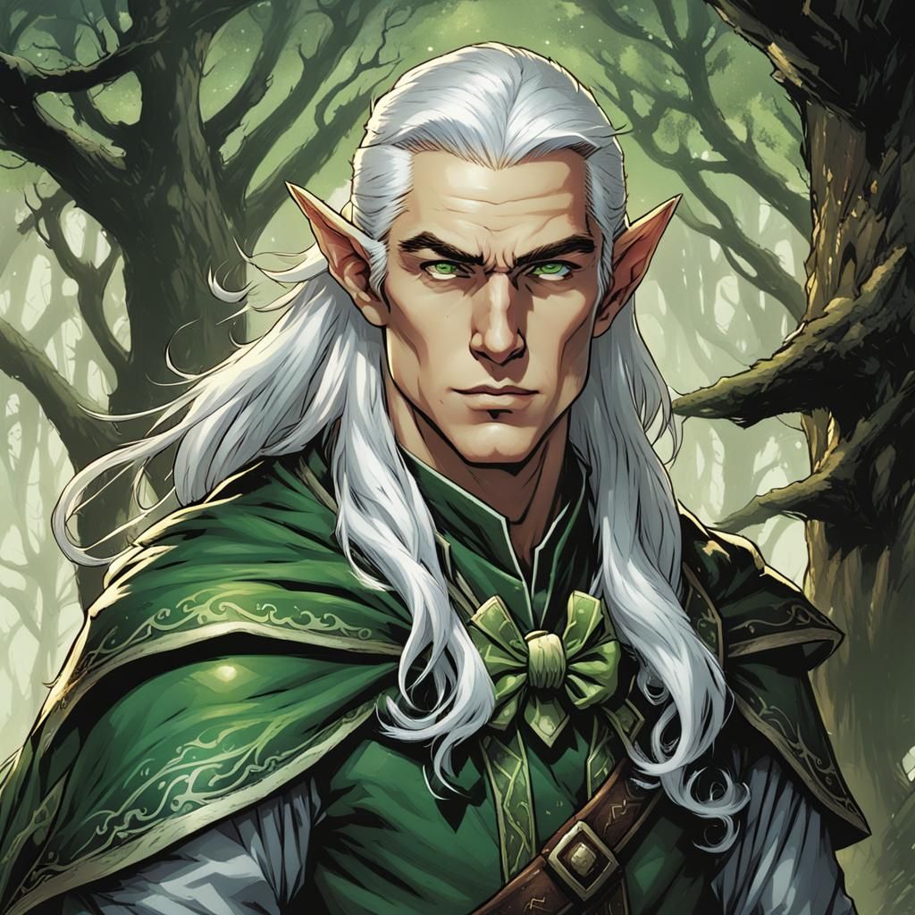 Male Elf with Bow in Comic Book Art Style
