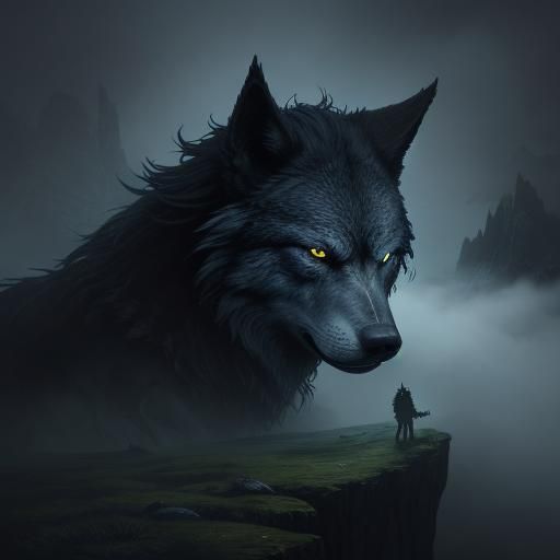 Fenrir's Face in Dark Fantasy Art