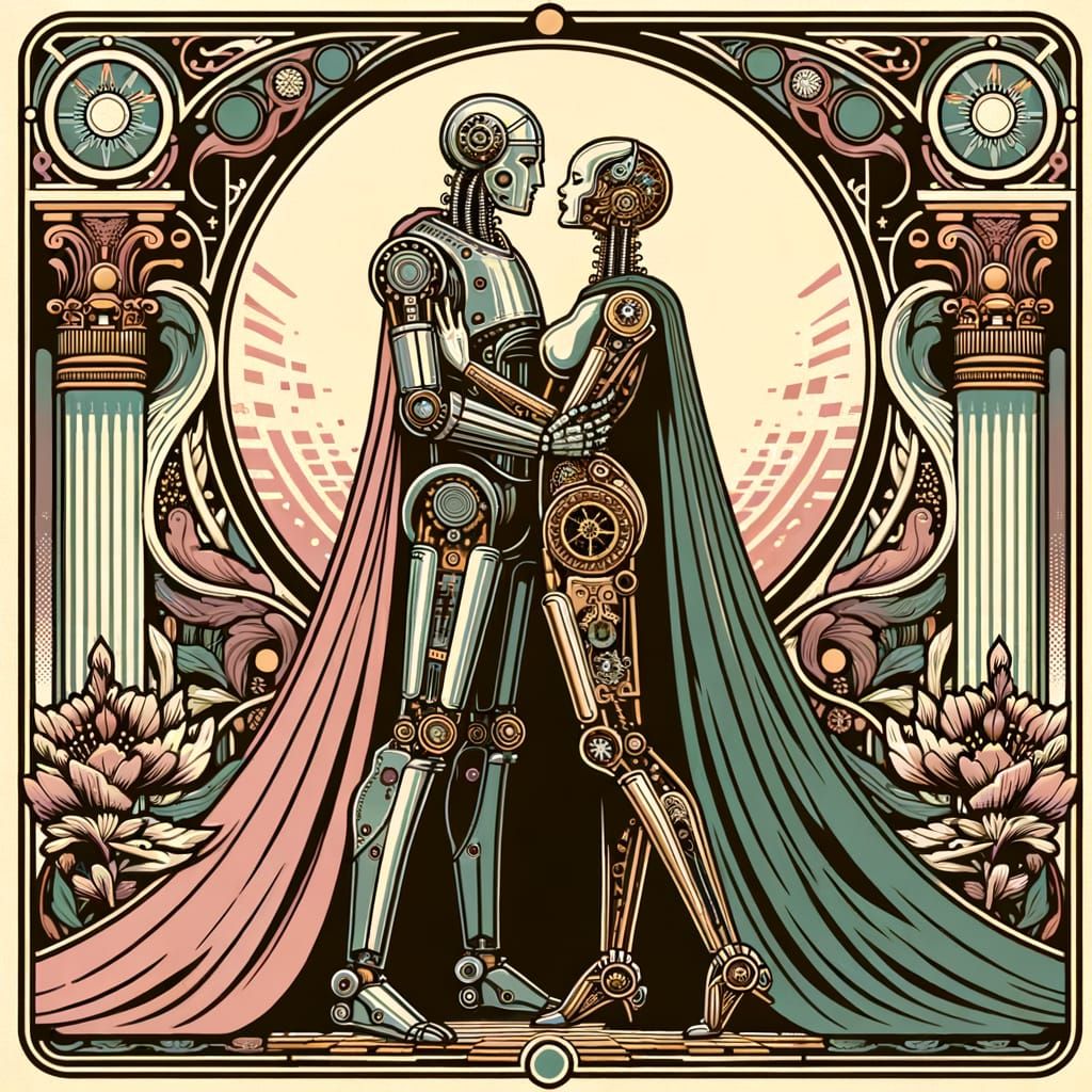 Romantic Robots in Art Nouveau Style