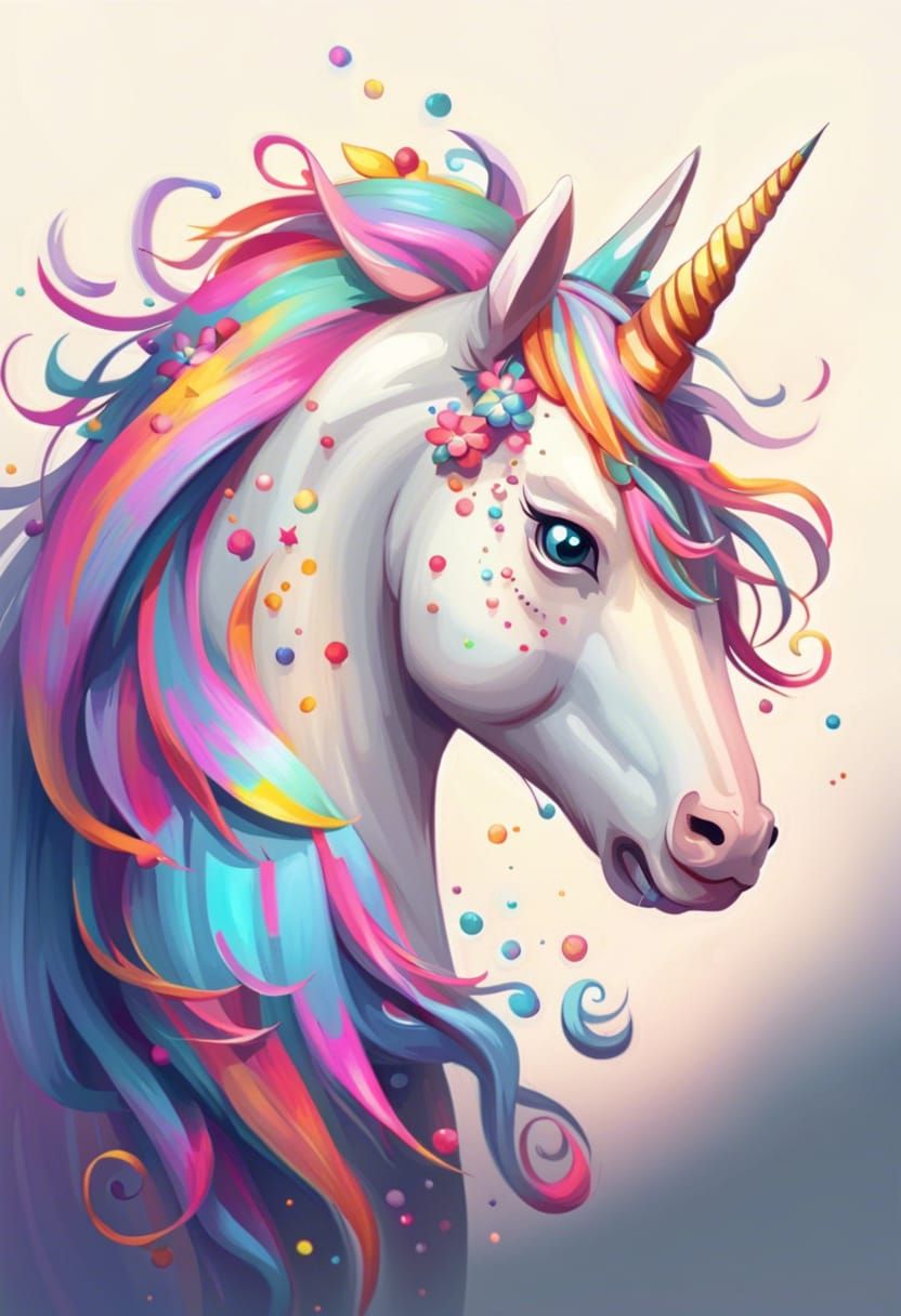 Colorful Unicorn Clip Art Illustration