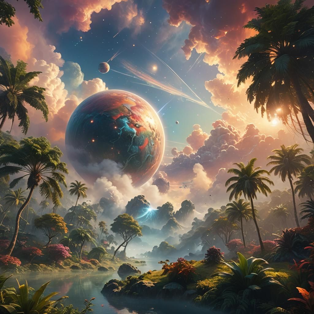 Spherical Spaceship Lands in Tropical Paradise