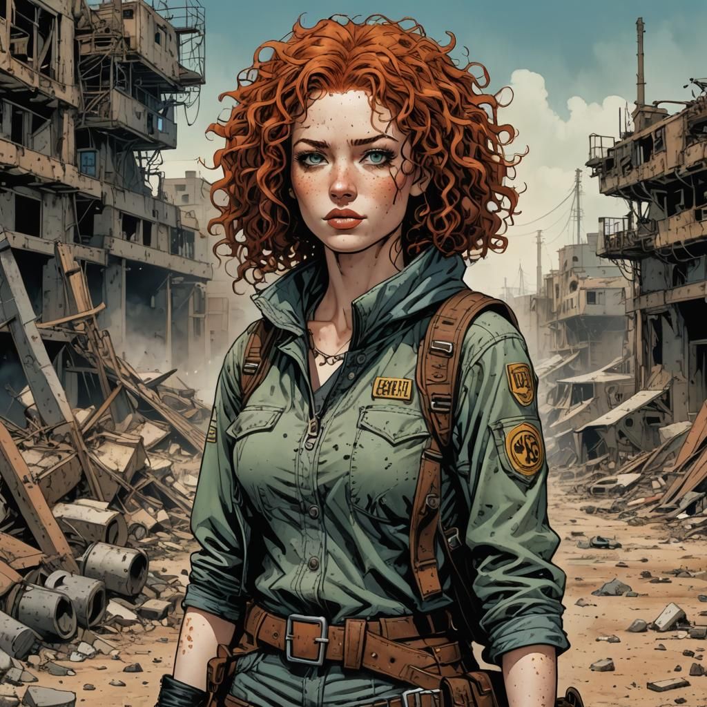 Post-Apocalyptic Redhead in Comic Strip Style