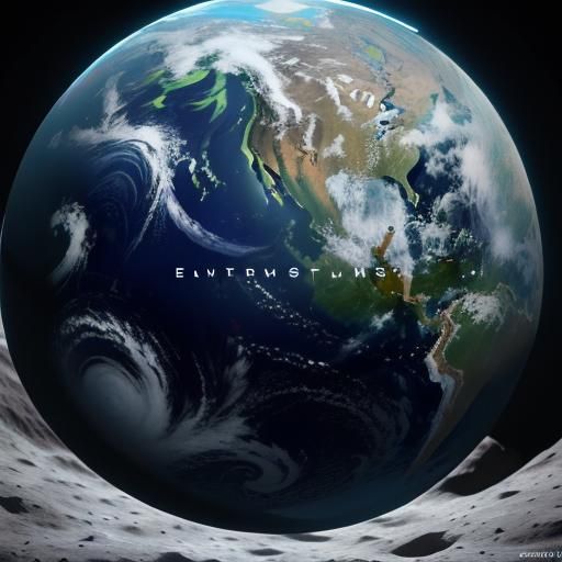 Earth From Moon Spaceship Window in Detailed Matte Painting