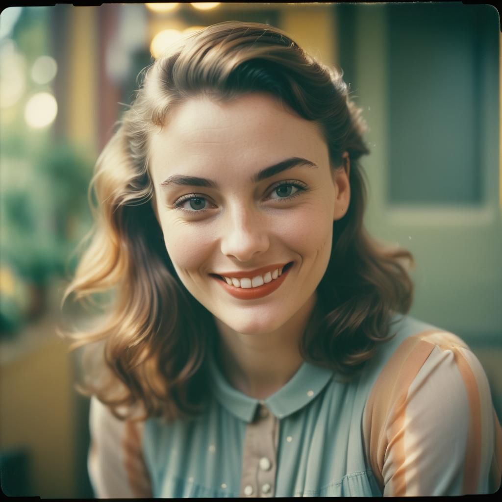 polaroid snapshot of beautiful girl next door, 1990s, nostalgia, retro, vintage --ar 4:3 --stylize 10 --