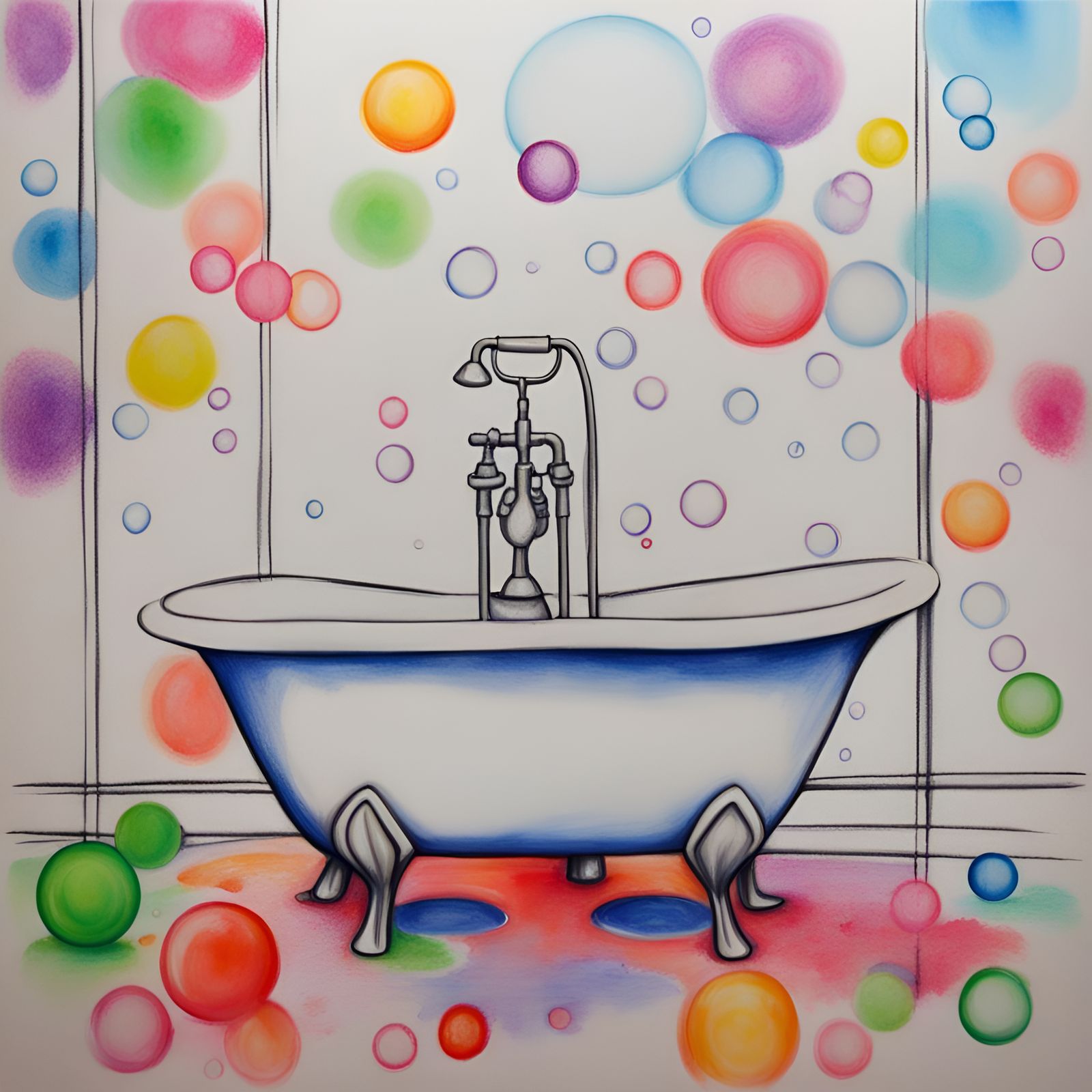 Colorful Crayon Bubble Bath with Glossy Texture