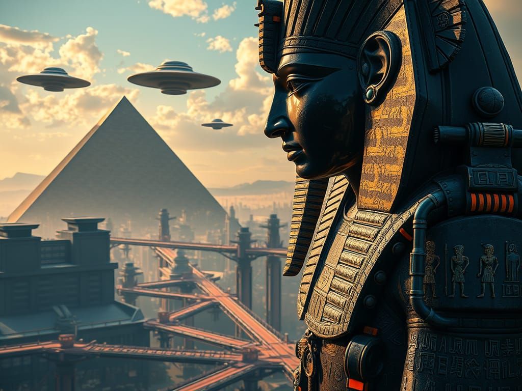 Ancient Futuristic Metropolis in Triadic Hues