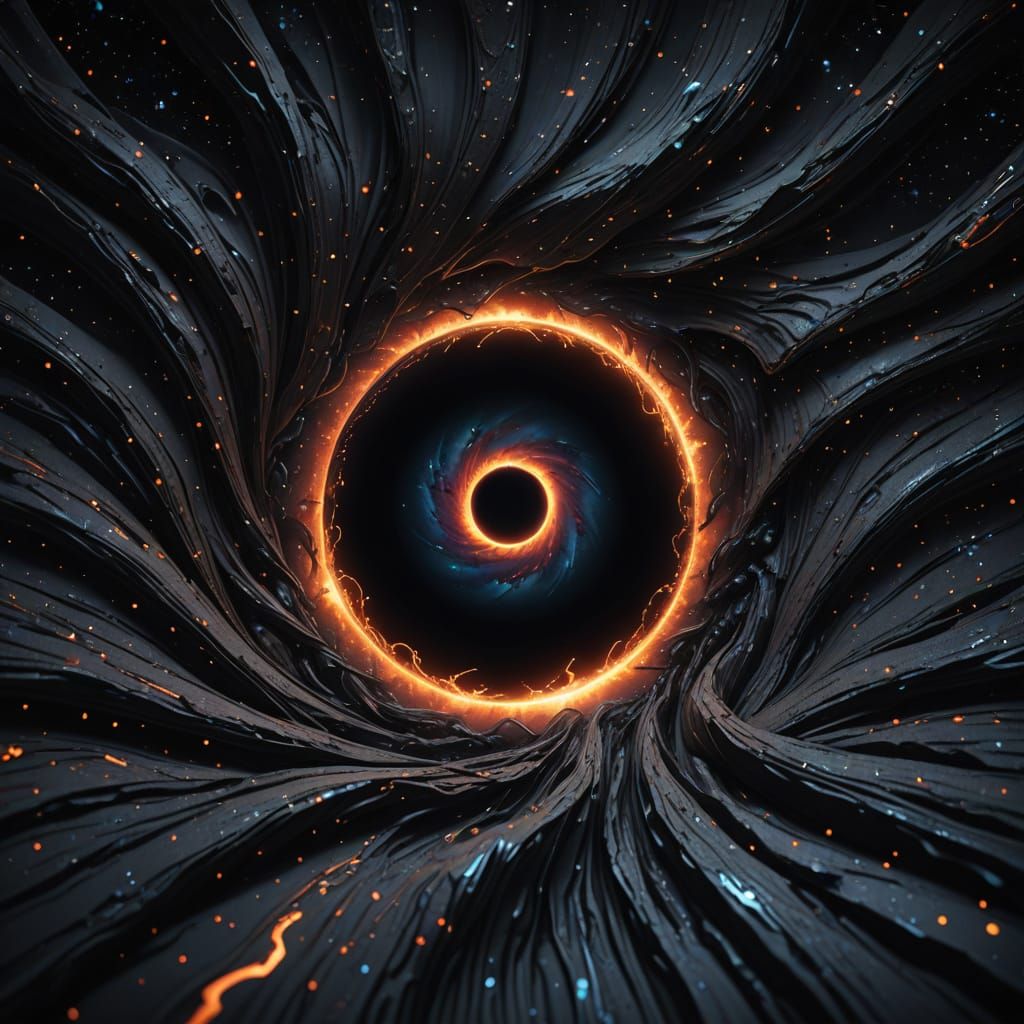 Cosmic Black Hole Swallows Bedding in Vibrant Fantasy Scene