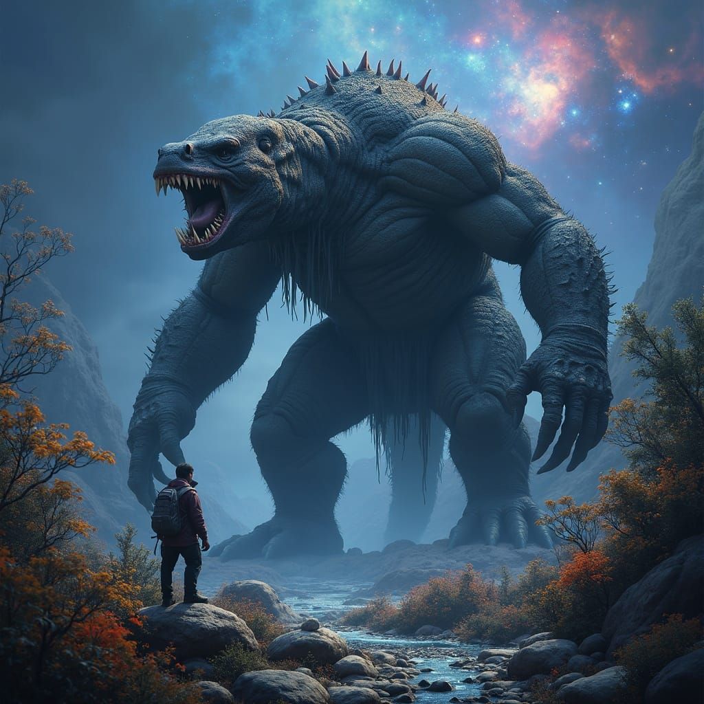 Colossal Hybrid Monster on Alien World