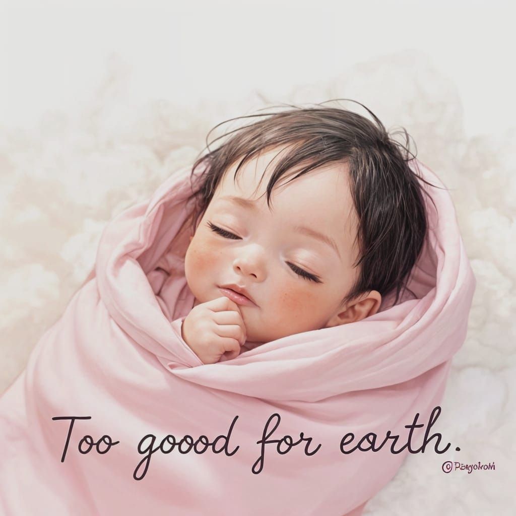 Serenely Sleeping Baby Girl in Pastel Hues, Anime-Inspired
