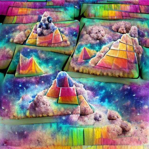 Intergalactic Rainbow Dessert with Geometric Pyramids