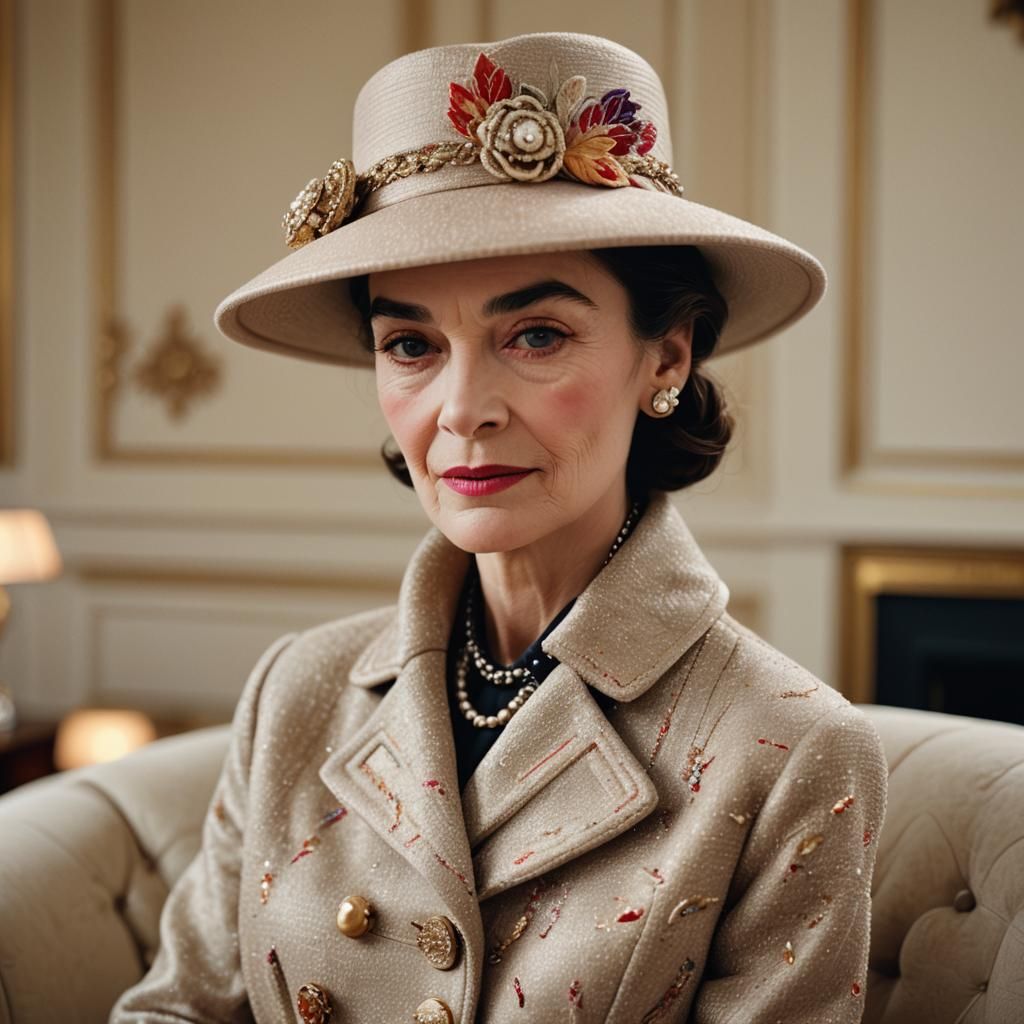 Hyper-Realistic Portrait of Coco Chanel in Luxury