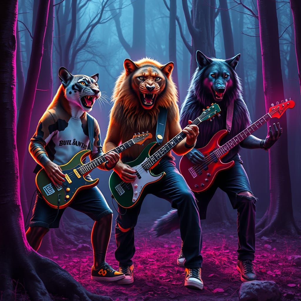 Wild Animal Rock Trio in Magical Forest