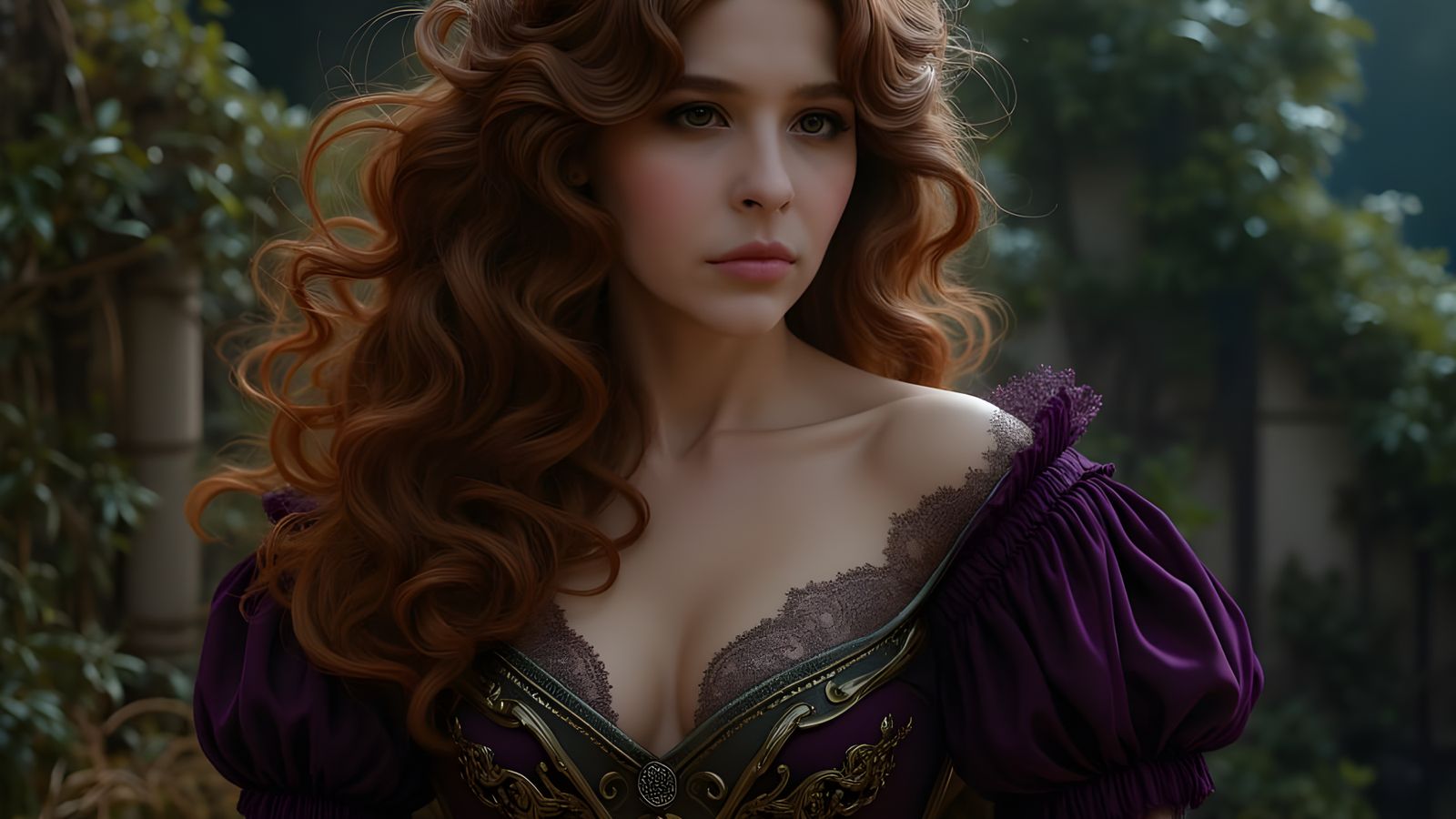 Elegant Lady in Velvet and Lace, Rococo Style