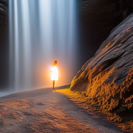 Woman in Cave: Photorealistic Hyperrealism