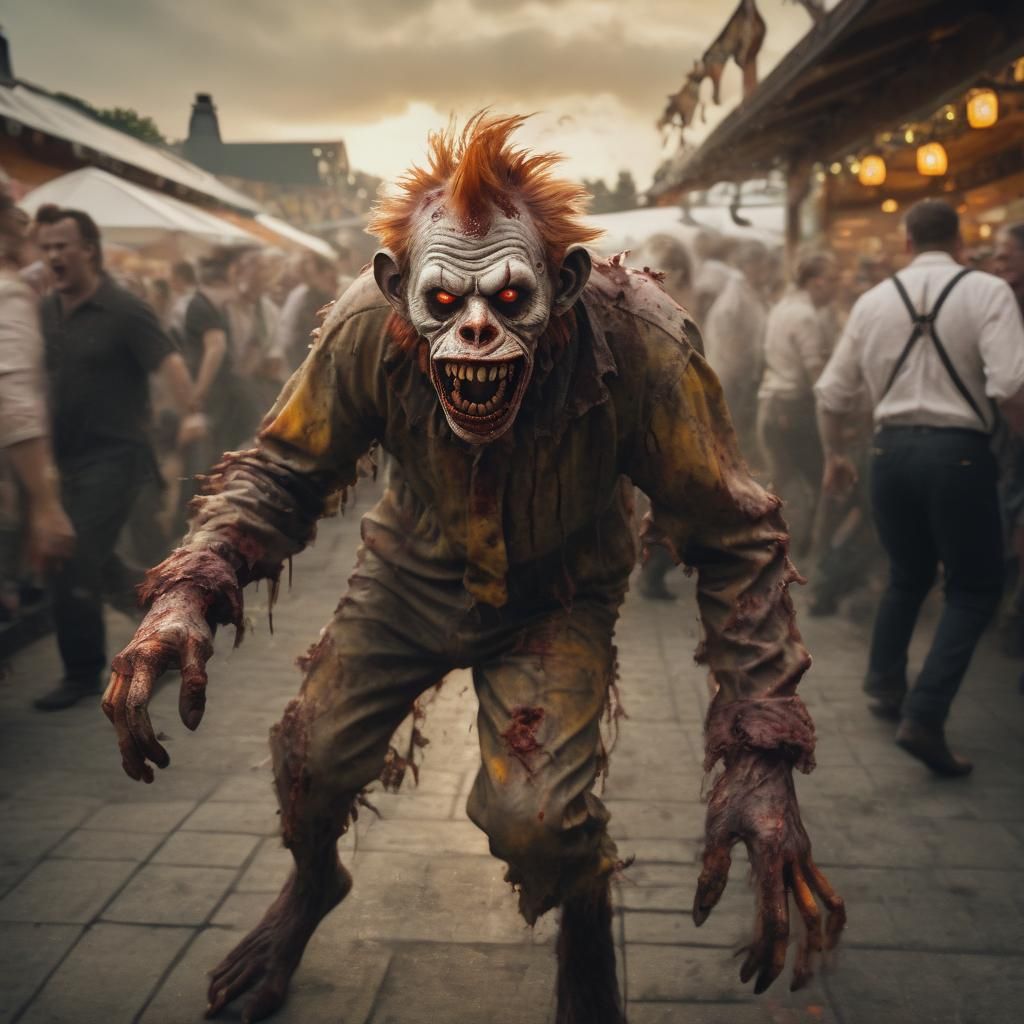 Zombie Clown Attacks Oktoberfest in Cinematic Style