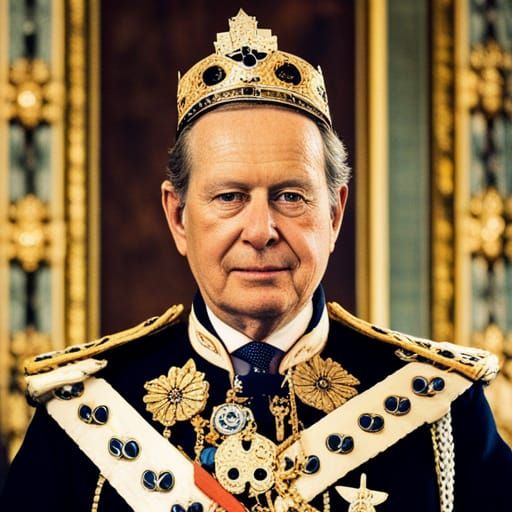 Detailed Portrait of King Charles III with Crown