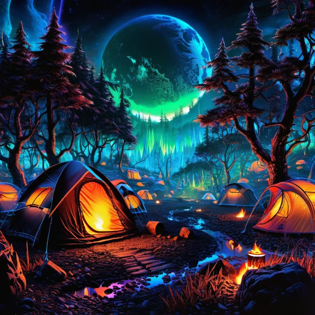 Intricate Ink Illustration with Magic Glow Aesthetic