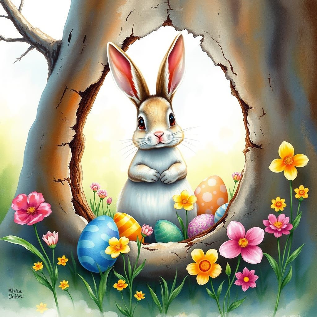 Whimsical Easter Fantasy: Exquisite Digital Painting