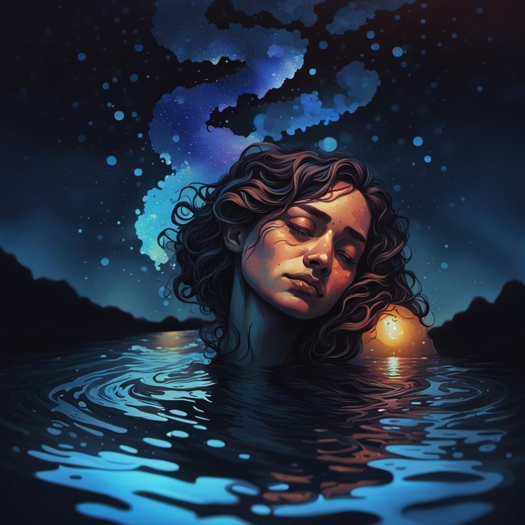 Surreal Silhouette: Woman Between Water and Sky