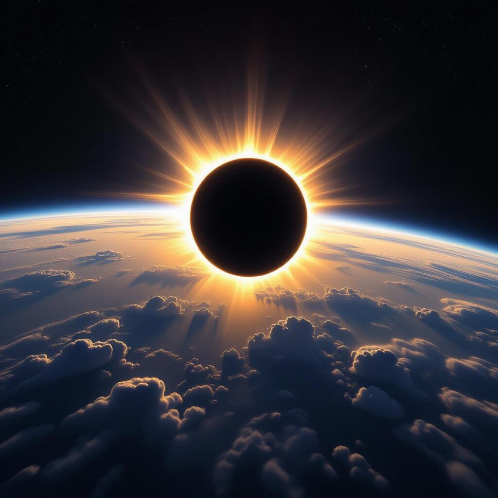 Earth From Space: Solar Eclipse Shadow Over Continents