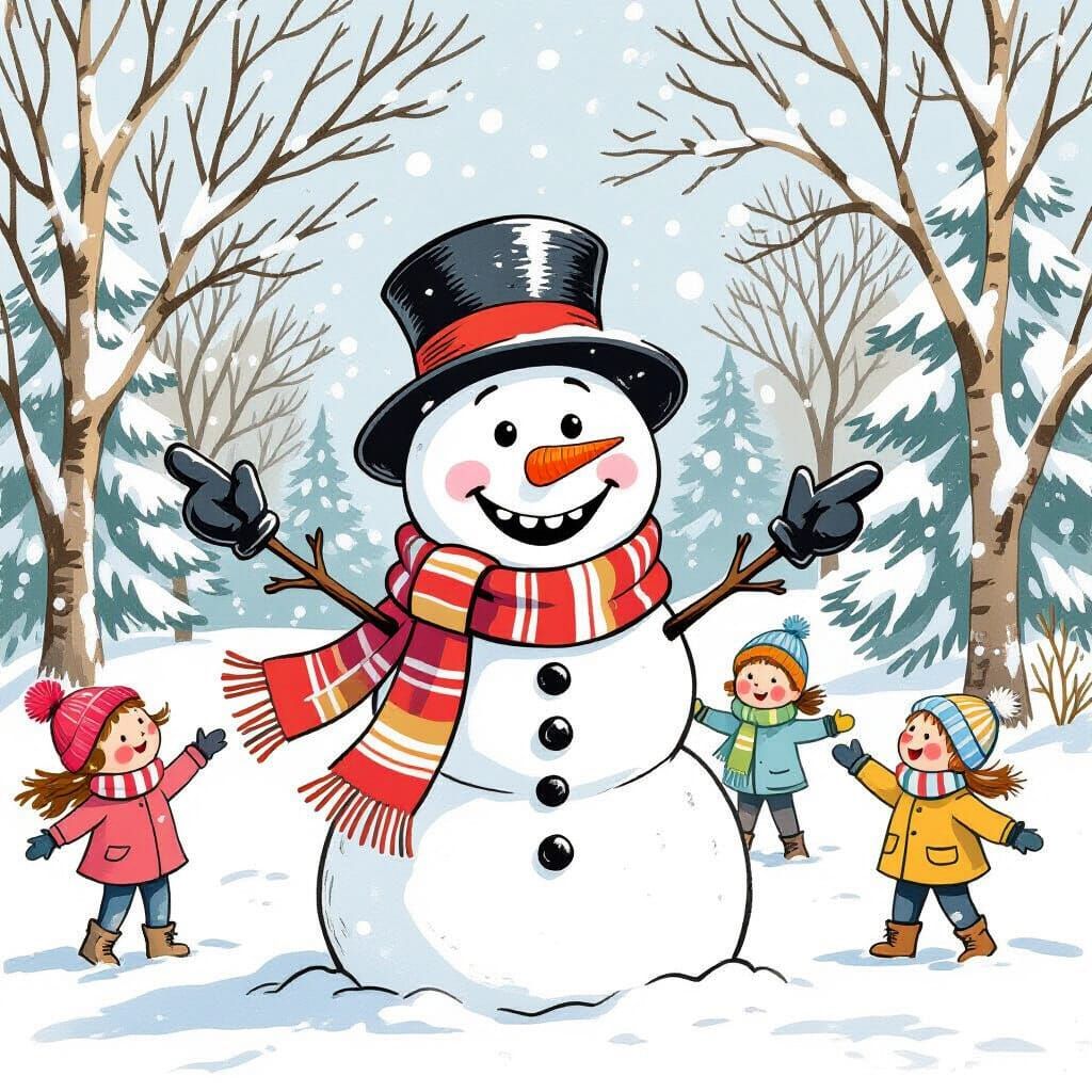 Whimsical Snowman's Winter Adventure: A Children's Illustrat...