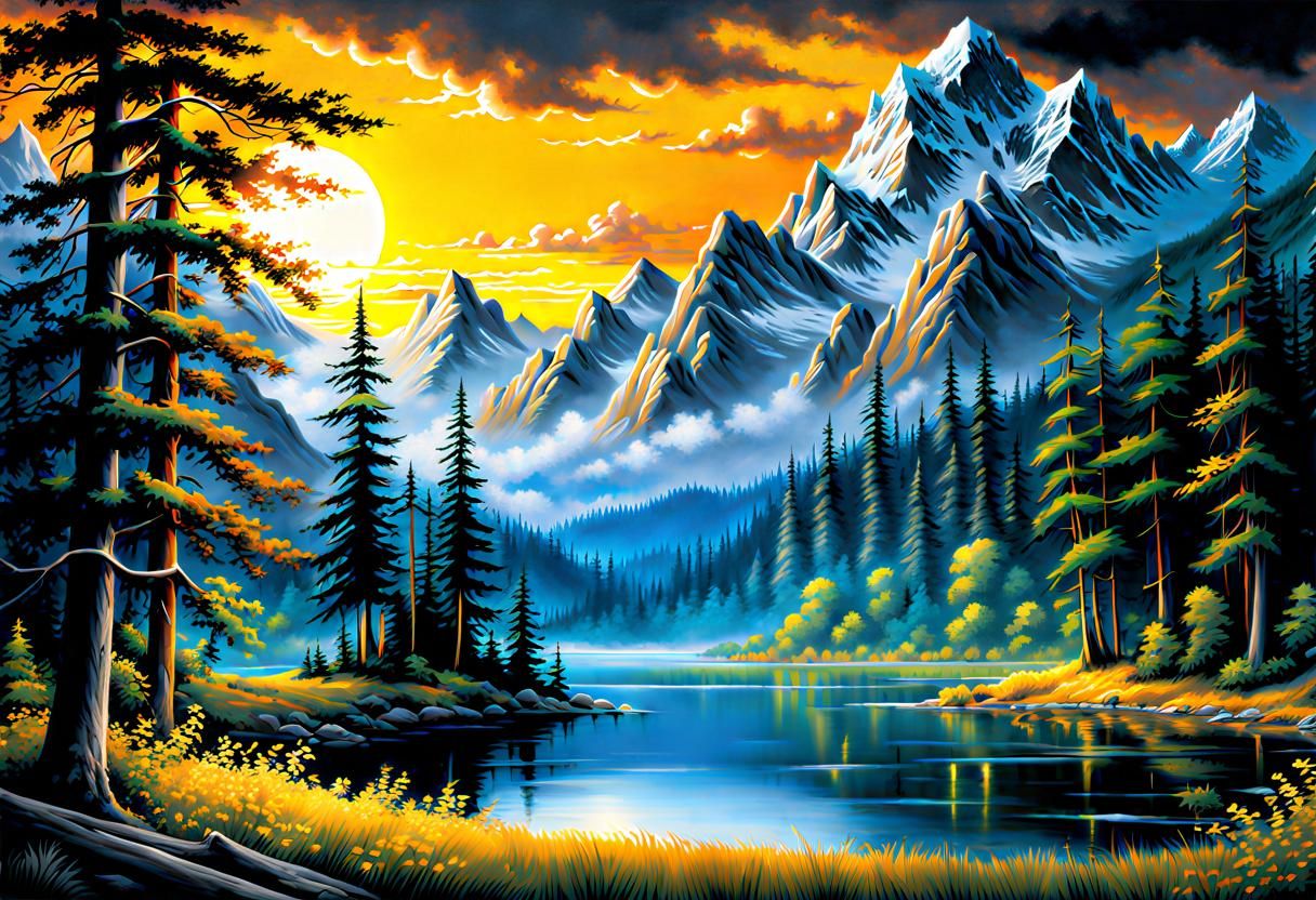 Summer Landscape Masterpiece in Digital Matte Style