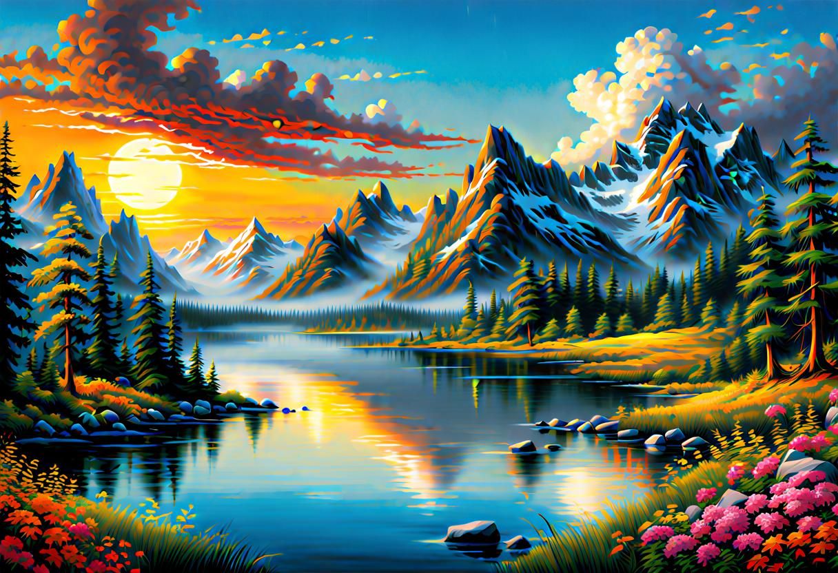 Summer Landscape Masterpiece in Digital Matte Painting Style