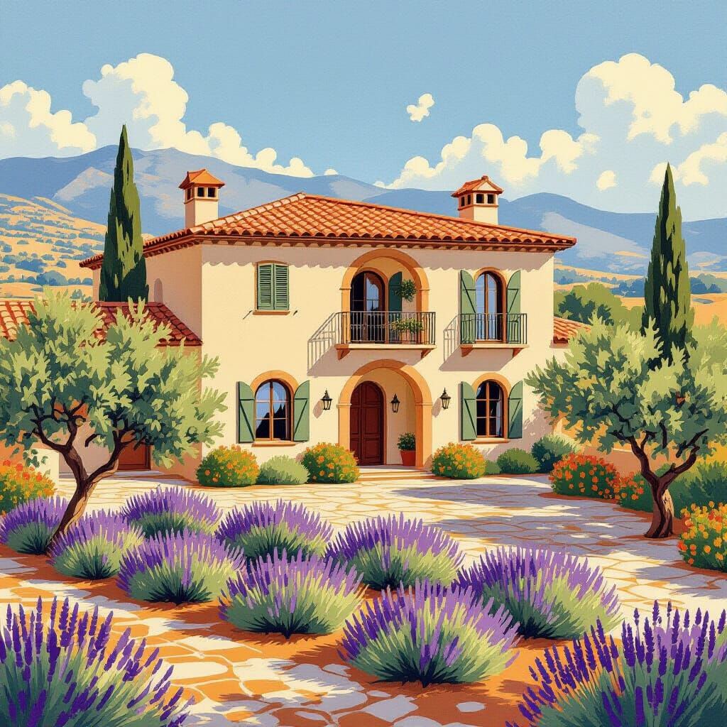 Mediterranean Villa in Vintage Art Deco Style