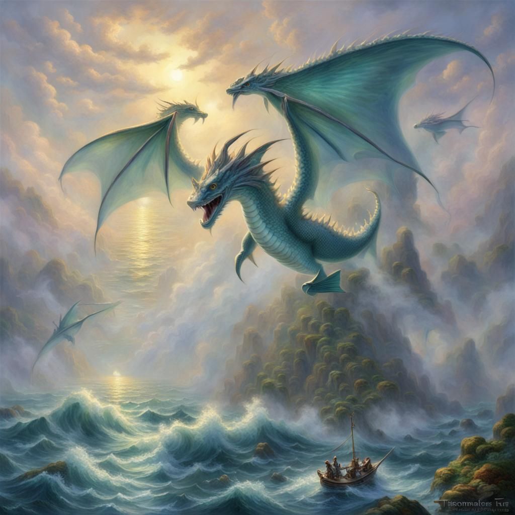 Three-Headed Dragon Fish Ethereal Fantasy