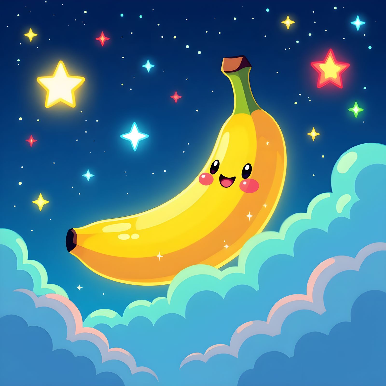 Neon Starry Sky in Nintendo Style