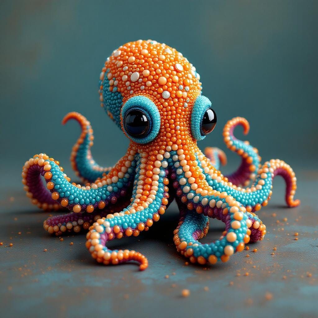Beaded Octopus in Vibrant Fantasy Concept Art Style