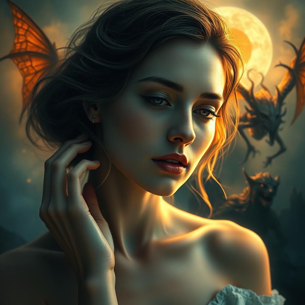 Ethereal Woman Portrait in Surrealist Style