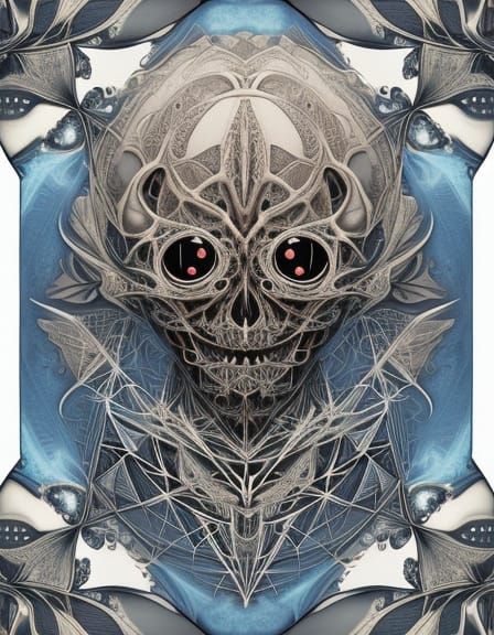 Whimsical Body Horror in Geometrical Fractal Portrait