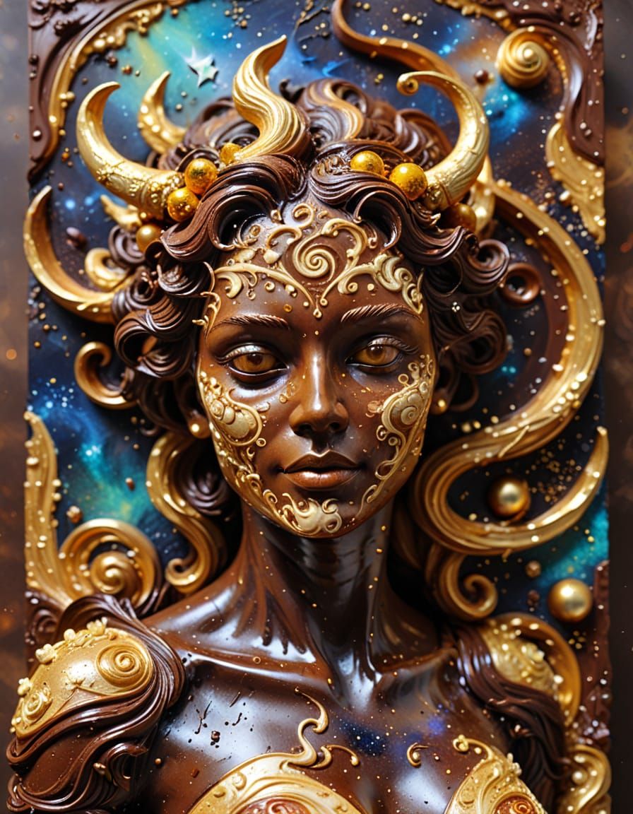 Surreal Coffee Sculpture in Space, Impasto Style