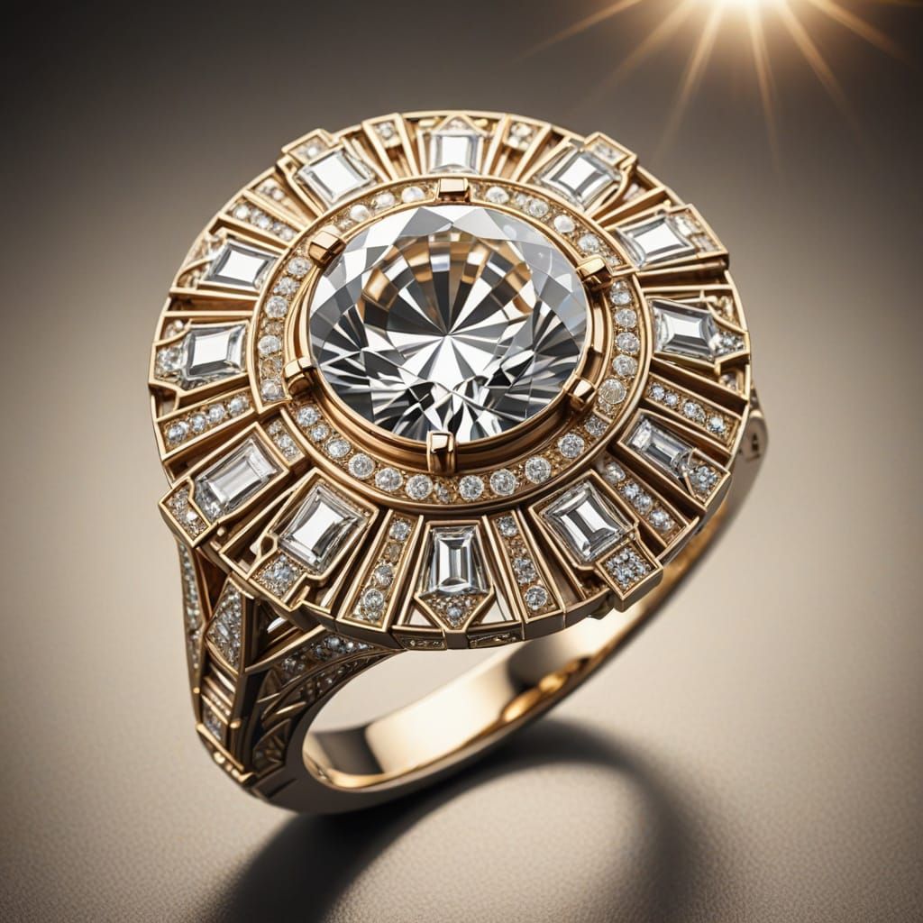 Elegant Art Deco Diamond Ring Illustration