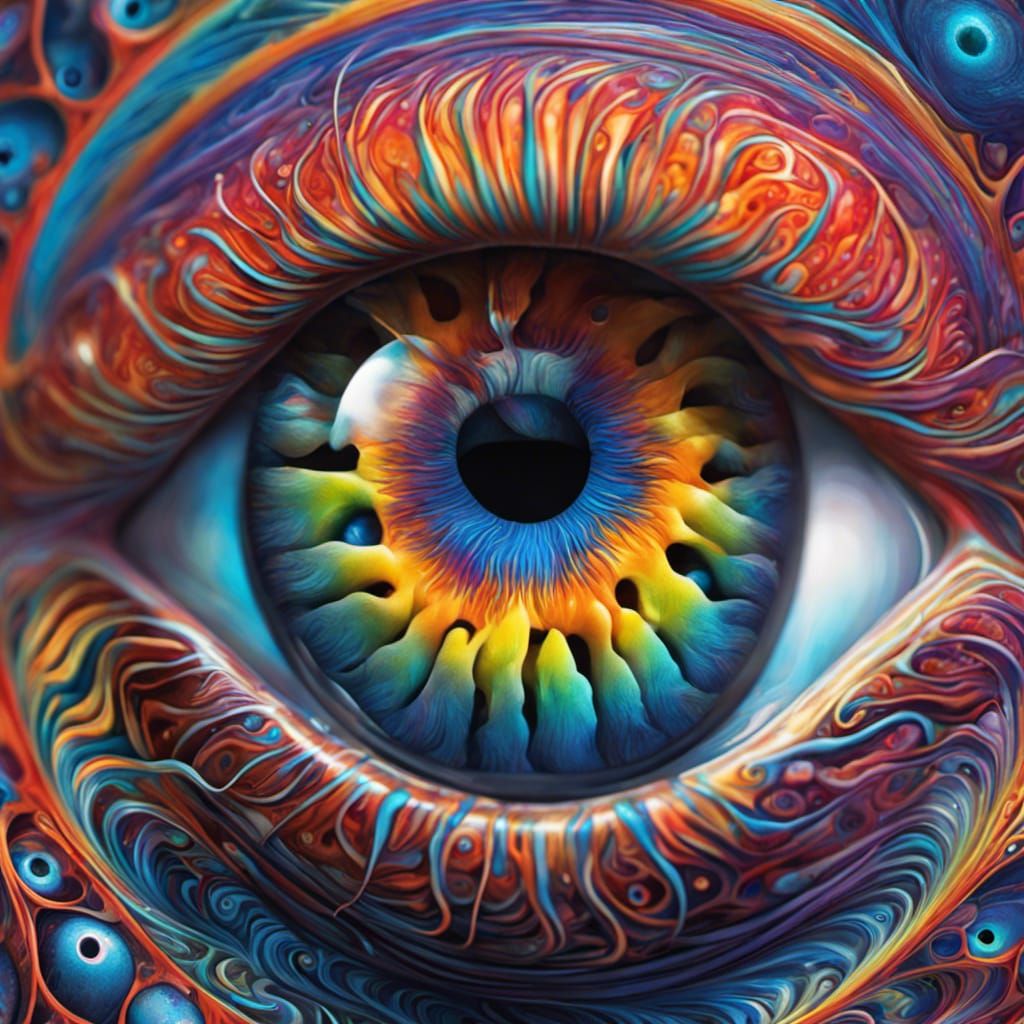 Rainbow Eyeball Macro Art in Carnival World