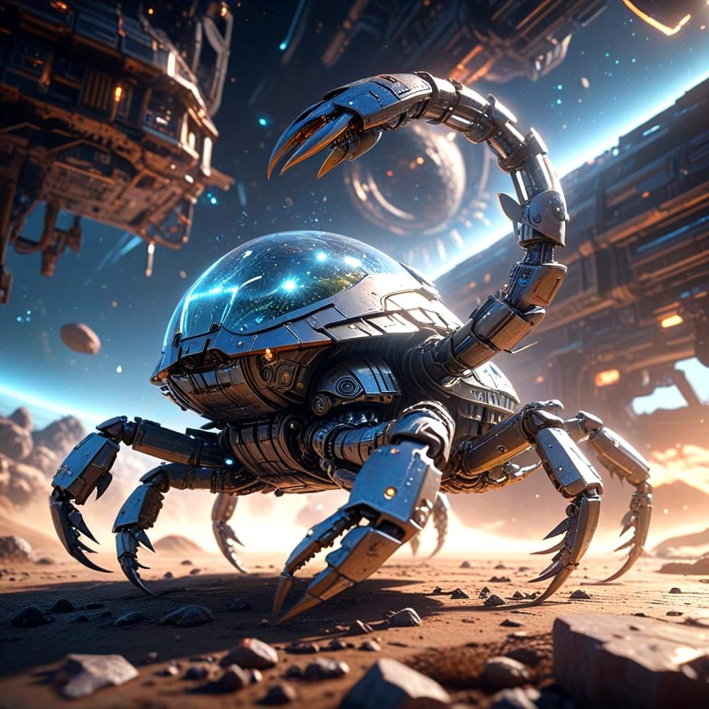 Magitech Space Vehicle from Crab Exoskeleton, Solarpunk Styl...