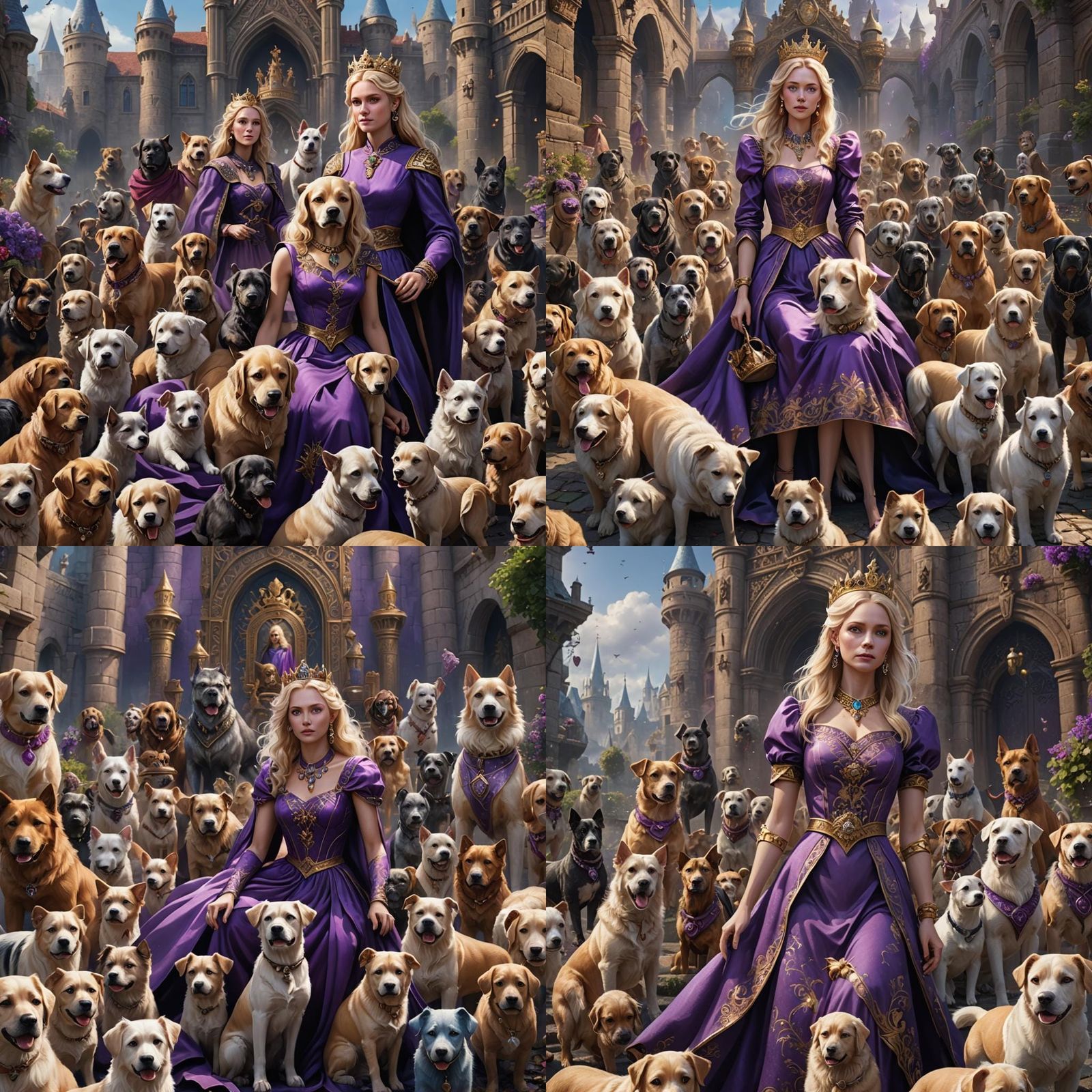 Dog Queen with Attendants: Fantasy Concept Art